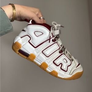 Nike‎ Air Uptempo GS White Maroon Youth Big Kids Size 5 Basketball Sneakers